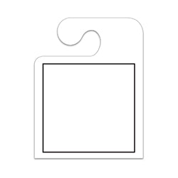 J-Hook Hang Tags - Blank with Black Frame - Large, White 50 / PK