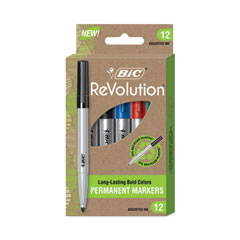 ReVolution Permanent Markers, Fine Bullet Tip, Assorted Colors, Dozen