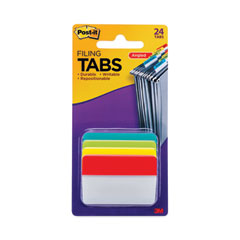 2" Plain Solid Color Angled Tabs, 1/5-Cut, Assorted Colors, 2" Wide, 24/Pack