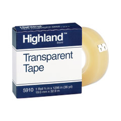 Transparent Tape, 1" Core, 0.75" x 36 yds, Clear