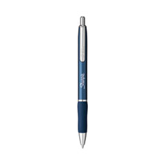 S-Gel Premium Metal Barrel Gel Pen, Retractable, Medium 0.7 mm, Black Ink, Blue Barrel, 4/Pack