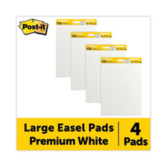 Vertical-Orientation Self-Stick Easel Pad Value Pack, Unruled, 25 x 30, White, 30 Sheets, 4/Carton