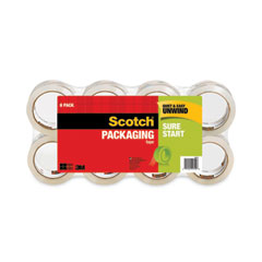 Sure Start Packaging Tape, 3" Core, 1.88" x 54.6 yds, Clear, 8/Pack