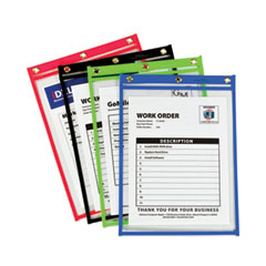 Heavy-Duty Super Heavyweight Plus Stitched Shop Ticket Holders, Clear/Assorted, 9 x 12, 20/Box