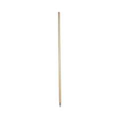 Metal Tip Threaded Hardwood Broom Handle, 1.13" dia x 60", Natural