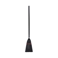 Flag Tipped Poly Lobby Brooms, Flag Tipped Poly Bristles, 38" Overall Length, Natural/Black, 12/Carton