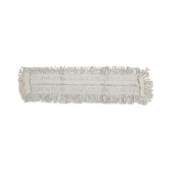 Disposable Dust Mop Head w/Sewn Center Fringe, Cotton/Synthetic, 36w x 5d, White