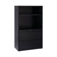 Combo Bookshelf/Lateral File Cabinet, 2 Shelves (1 Adjustable), 2 Letter/Legal Drawers, Black, 36 x 18.62 x 60