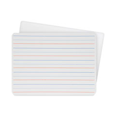 Two-Sided Red and Blue Ruled Dry Erase Board, 12 x 9, Ruled White Front/Unruled White Back, 24/Pack