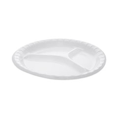 Placesetter Deluxe Laminated Foam Dinnerware, 3-Compartment Plate, 10.25" dia, White, 540/Carton