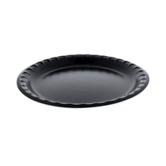 Placesetter Deluxe Laminated Foam Dinnerware, Plate, 10.25" dia, Black, 540/Carton