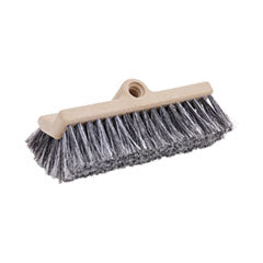 Dual-Surface Black Polypropylene Bristles, 10" Brush, Brown Plastic Handle