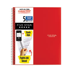 Wirebound Notebook with Eight Pockets, 5-Subject, Medium/College Rule, Randomly Assorted Cover Color, (200) 11 x 8.5 Sheets