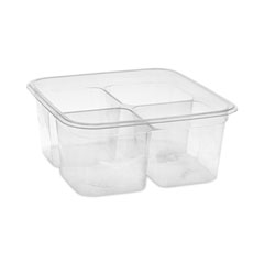 EarthChoice Square Recycled Bowl,4-Compartment, 32 oz, 6.13 x 6.13 x 2.61, Clear, Plastic, 360/Carton