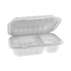 EarthChoice SmartLock Microwavable MFPP Hinged Lid Container, 2-Compartment, 9 x 6 x 3, White, Plastic, 270/Carton