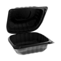 EarthChoice SmartLock Microwavable MFPP Hinged Lid Container, 5.75 x 5.95 x 3.1, Black, Plastic, 400/Carton