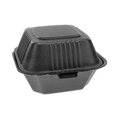 SmartLock Foam Hinged Lid Container, Sandwich, 5.75 x 5.75 x 3.25, Black, 504/Carton