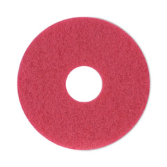 Buffing Floor Pads, 12" Diameter, Red, 5/Carton