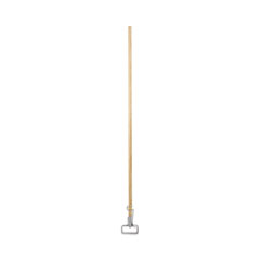 Spring Grip Metal Head Mop Handle for Most Mop Heads, Wood, 60", Natural