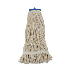 Mop Head, Lie-Flat Head, Cotton Fiber, 24 oz, White, 12/Carton