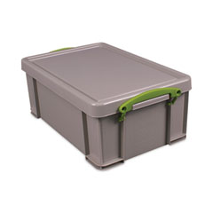 9.51 Qt. Latch Lid Storage Tote, 15.55" x 10.04" x 6.1", Dove Gray/Green, 4/Pack