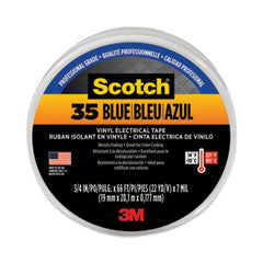 Scotch 35 Vinyl Electrical Color Coding Tape, 3" Core, 0.75" x 66 ft, Blue