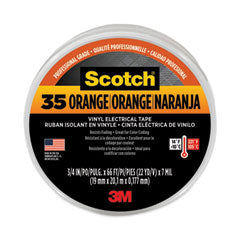 Scotch 35 Vinyl Electrical Color Coding Tape, 3" Core, 0.75" x 66 ft, Orange