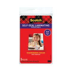 Self-Sealing Laminating Pouches, 9.5 mil, 4.38" x 6.38", Gloss Clear, 5/Pack