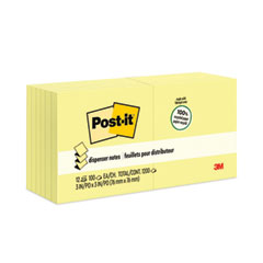 Original Recycled Pop-up Notes, 3" x 3", Canary Yellow, 100 Sheets/Pad, 12 Pads/Pack