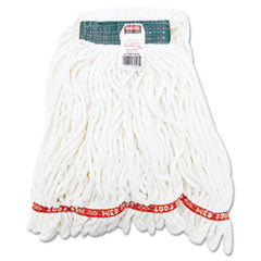 Web Foot Shrinkless Looped-End Wet Mop Head, Cotton/Synthetic, Medium, White