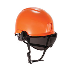 Skullerz 8974V Class E Safety Helmet w/8991 Visor Kit, Smoke Lens, 6-Pt Ratchet Suspension, Orange,Ships in 1-3 Business Days