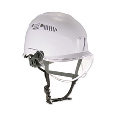 Skullerz 8975V Class C Safety Helmet w/8991 Visor Kit, Clear Lens, 6-Pt Ratchet Suspension, White, Ships in 1-3 Business Days