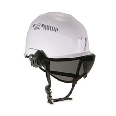 Skullerz 8975V Class C Safety Helmet w/8991 Visor Kit, Smoke Lens, 6-Pt Ratchet Suspension, White, Ships in 1-3 Business Days