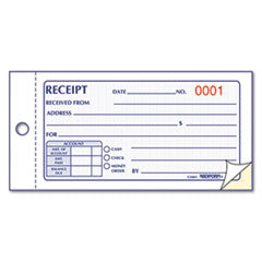 Small Money Receipt Book, Two-Part Carbonless, 2.75 x 5, 50 Forms Total