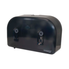 Valay Plastic Mini Jumbo Bath Tissue Dispenser, Two Rolls, 9.75 x 15.87 x 5.25, Black