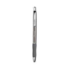 S-Gel Premium Metal Barrel Gel Pen, Retractable, Medium 0.7 mm, Black Ink, Black Barrel, 2/Pack