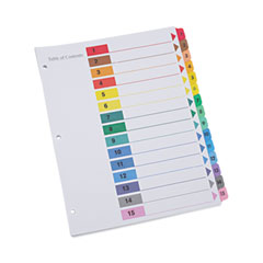 Deluxe Table of Contents Dividers for Printers, 15-Tab, 1 to 15; Table Of Contents, 11 x 8.5, White, 6 Sets