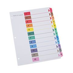 Deluxe Table of Contents Dividers for Printers, 12-Tab, 1 to 12; Table Of Contents, 11 x 8.5, White, 6 Sets