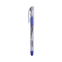 Gel Pen, Stick, Medium 0.7 mm, Blue Ink, Silver/Blue Barrel, Dozen