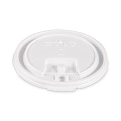 Lift Back and Lock Tab Lids for Paper Cups, Fits 10 oz Cups, White, 100/Sleeve, 10 Sleeves/Carton