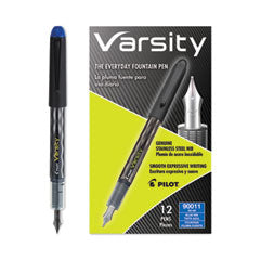 Varsity Fountain Pen, Medium 1 mm, Blue Ink, Clear/Black/Blue Barrel