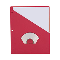 Slash-Cut Pockets for Three-Ring Binders, Jacket, Letter, 11 Pt., 8.5 x 11, Red, 10/Pack