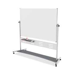 Revolver Easel, 70.8 x 47.2, 80" Tall Easel, Horizontal Orientation, White Surface, Silver Aluminum Frame