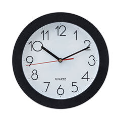 Bold Round Wall Clock, 9.75" Overall Diameter, Black Case, 1 AA (sold separately)