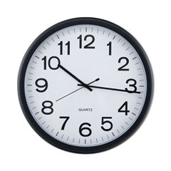 Round Wall Clock, 13.5" Overall Diameter, Black Case, 1 AA (sold separately)