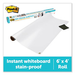 Dry Erase Surface with Adhesive Backing, 72 x 48, White Surface