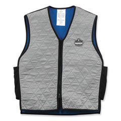 Chill-Its 6665 Embedded Polymer Cooling Vest with Zipper, Nylon/Polymer, Medium, Gray, Ships in 1-3 Business Days