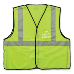 GloWear 8216BA Class 2 Breakaway Mesh ID Holder Vest, Polyester, Small/Medium, Lime, Ships in 1-3 Business Days