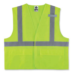 GloWear 8220HL Class 2 Standard Mesh Hook and Loop Vest, Polyester, Large/X-Large, Lime, Ships in 1-3 Business Days