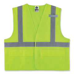 GloWear 8220HL Class 2 Standard Mesh Hook and Loop Vest, Polyester, 4X-Large/5X-Large, Lime, Ships in 1-3 Business Days